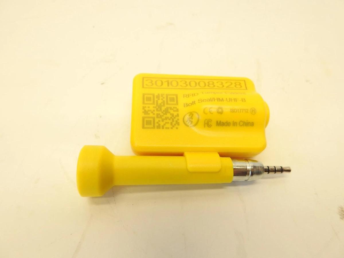 New (QTY. 300) Yellow HM-UHF-B, RFID Tamper Evident Bolt Seal Cargo Container Tr