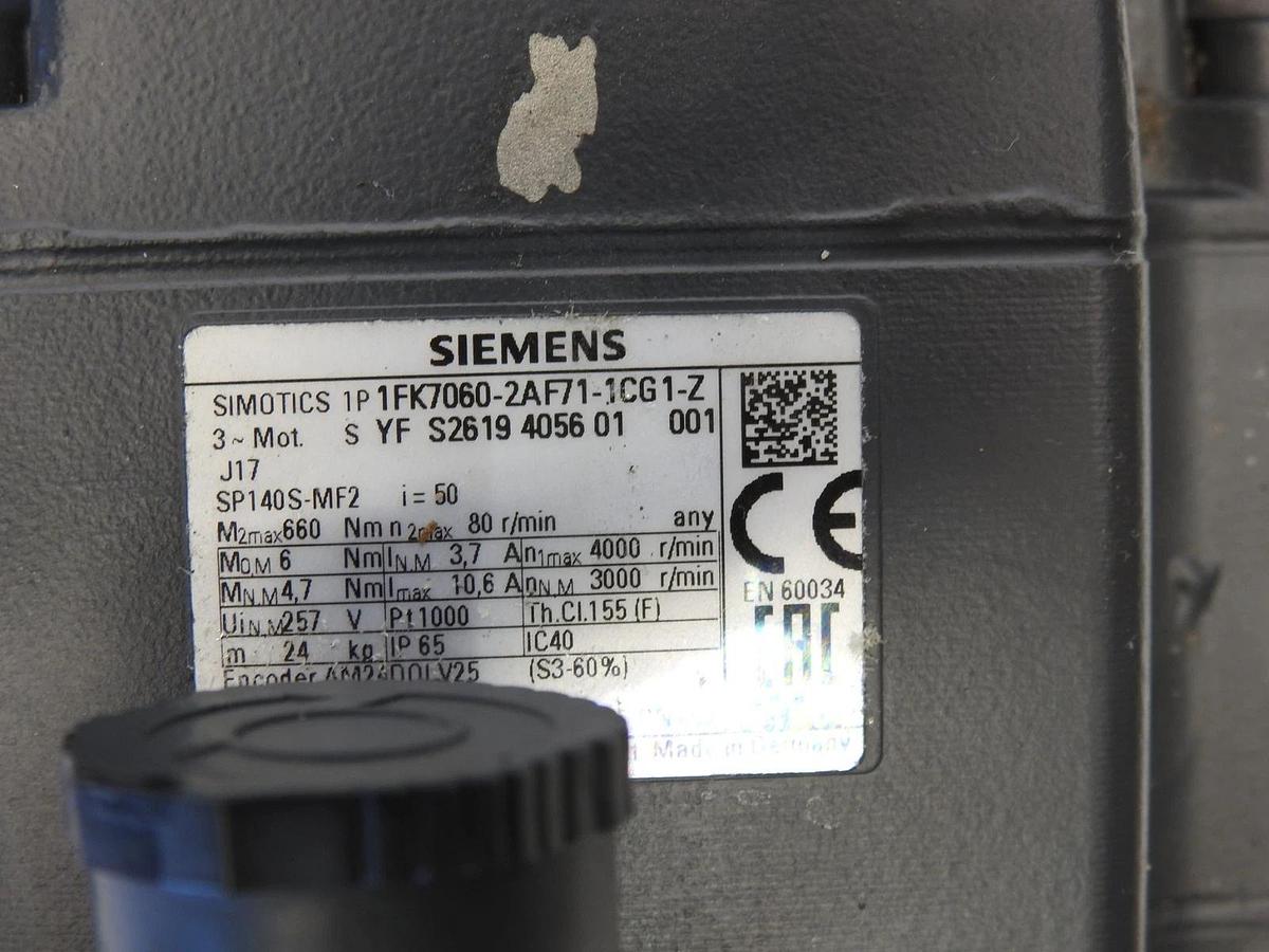 New Oem Siemens 1FK7060-2AF71-1CG1-Z YF S2619 4056 01 Motor