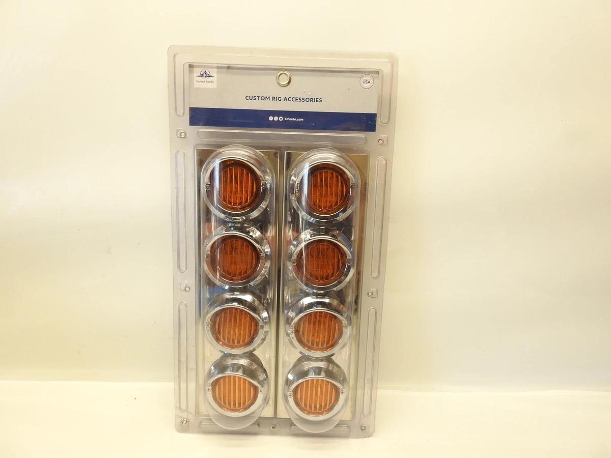 United Pacific 33616 PB SS Front Air Cleaner Bracket w/8X 9 LED 2" Lights & Viso
