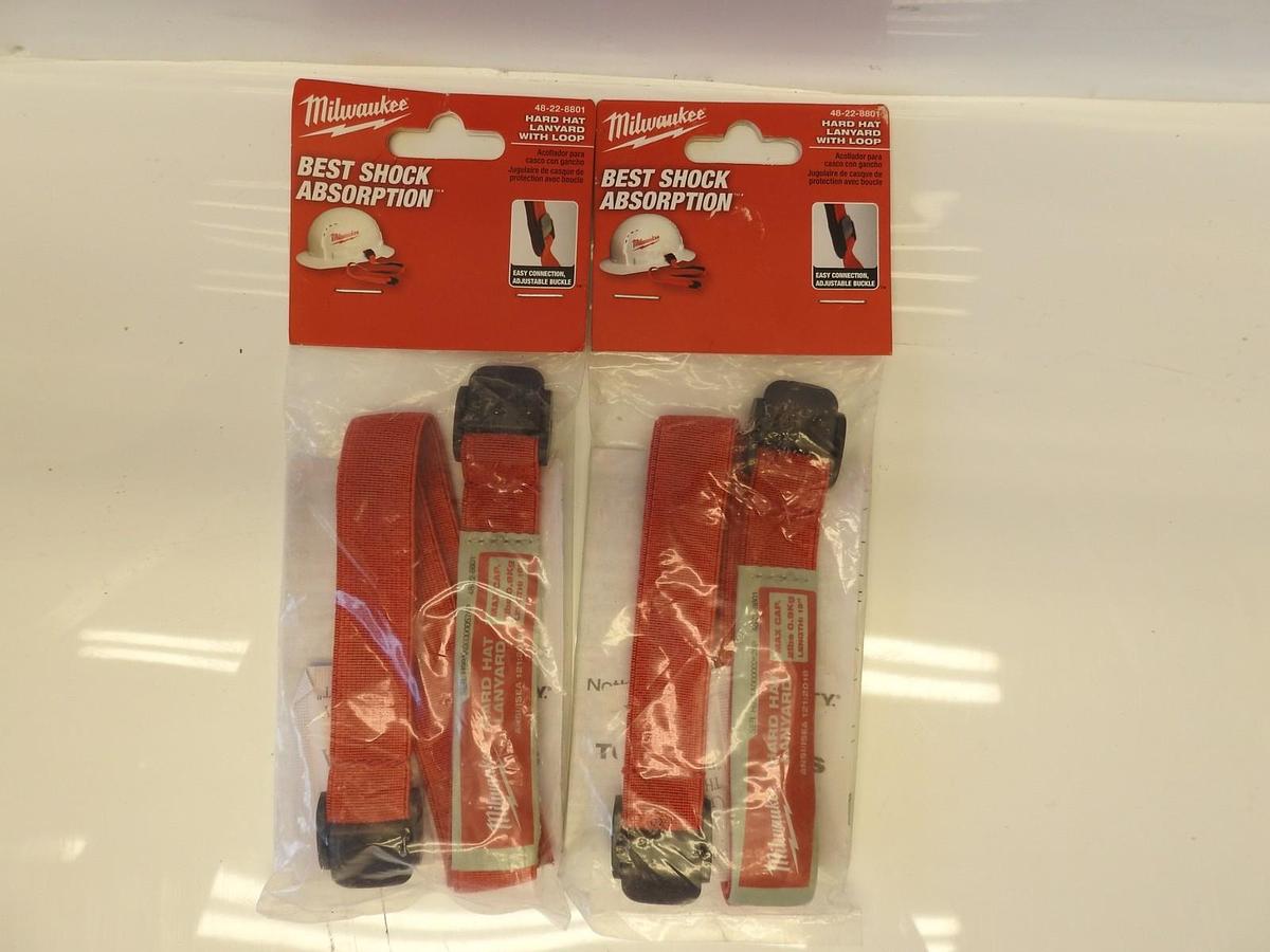 Lot Of 2 Milwaukee 48-22-8801, Hard Hat Lanyard, 2 lb Wt Capacity, Red