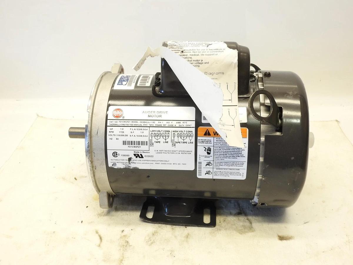 US Motors (Nidec) FD1CM2PZY Farm Duty - Auger Drive Motor - 1 ph, 1 hp, 1800 rpm