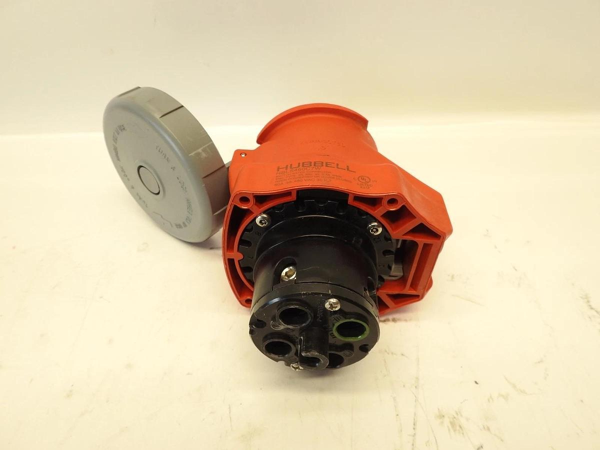 Hubbell 60A 480V 3P 4W Watertight Pin and Sleeve Connector (HBL460C7W)