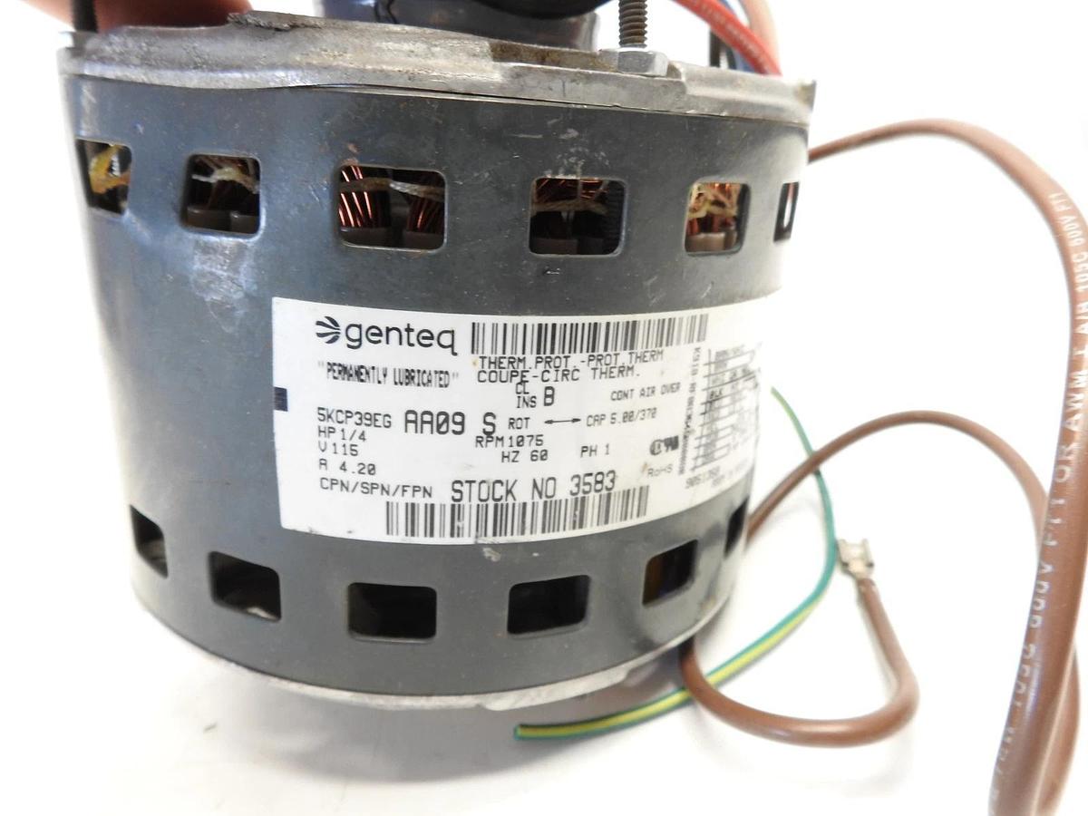 Genteq 5KCP39EG HP 1/4 RPM 1075 Motor AA10AS 60Hz 208-230v Amp 2.0