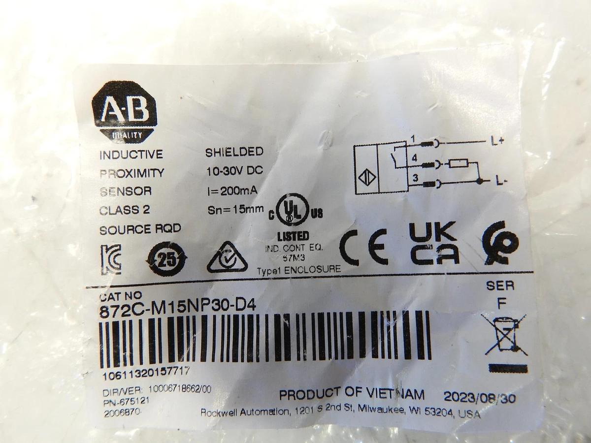 NEW OEM Sealed! Allen Bradley Proximity Sensor Switch 10-30VDC, 30mm Diameter
