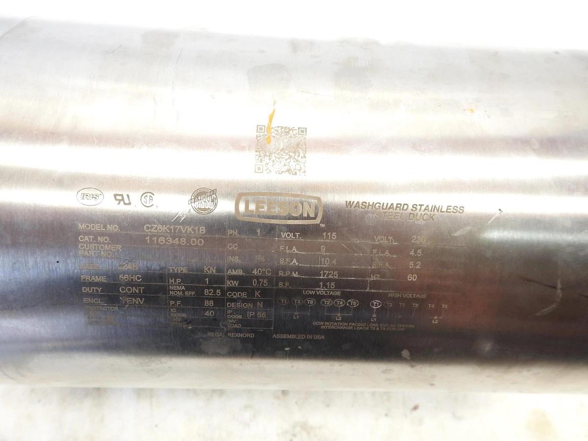 Leeson 116348.00 Electric Motor 1 HP 1800 Rpm 1PH 115/230 V 56HC CZ6K17VK1B