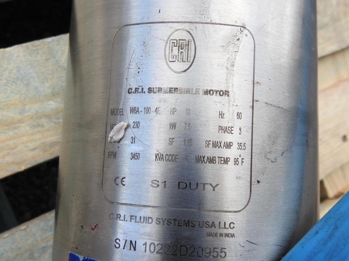 New CRI W6A-100-4E Submersible Motor W6A-100-4E 10HP 60 Hz 230V 3450 RPM