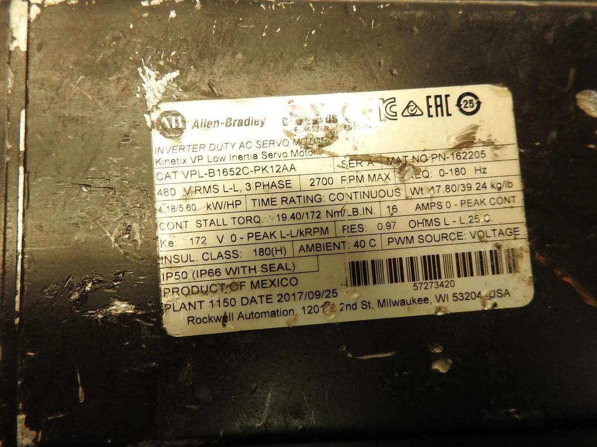 Oem Allen Bradley VPL-B1652C-PK12AA Servo Motor VPLB1652CPK12AA