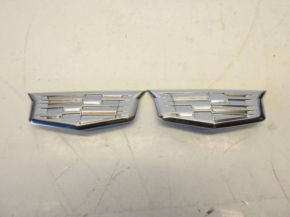 2Pk Car Side Fender Emblem Sticker Rear Badge Silver For Cadillac ATS CTS DTS SR