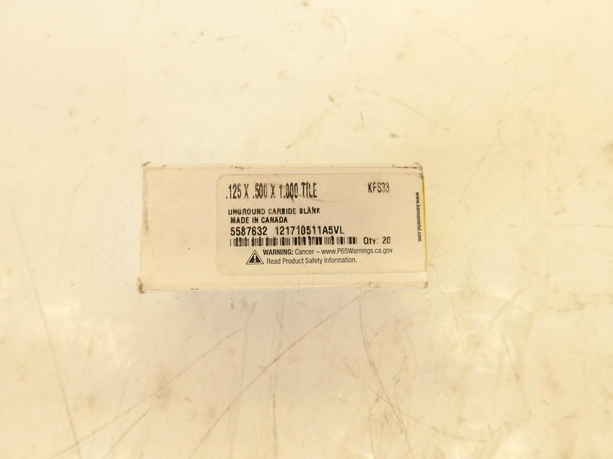 ( QTY 20 ) Kennametal Unground Carbide Blank 5587632 KFS33 .125 x.500 x1.00 Tile
