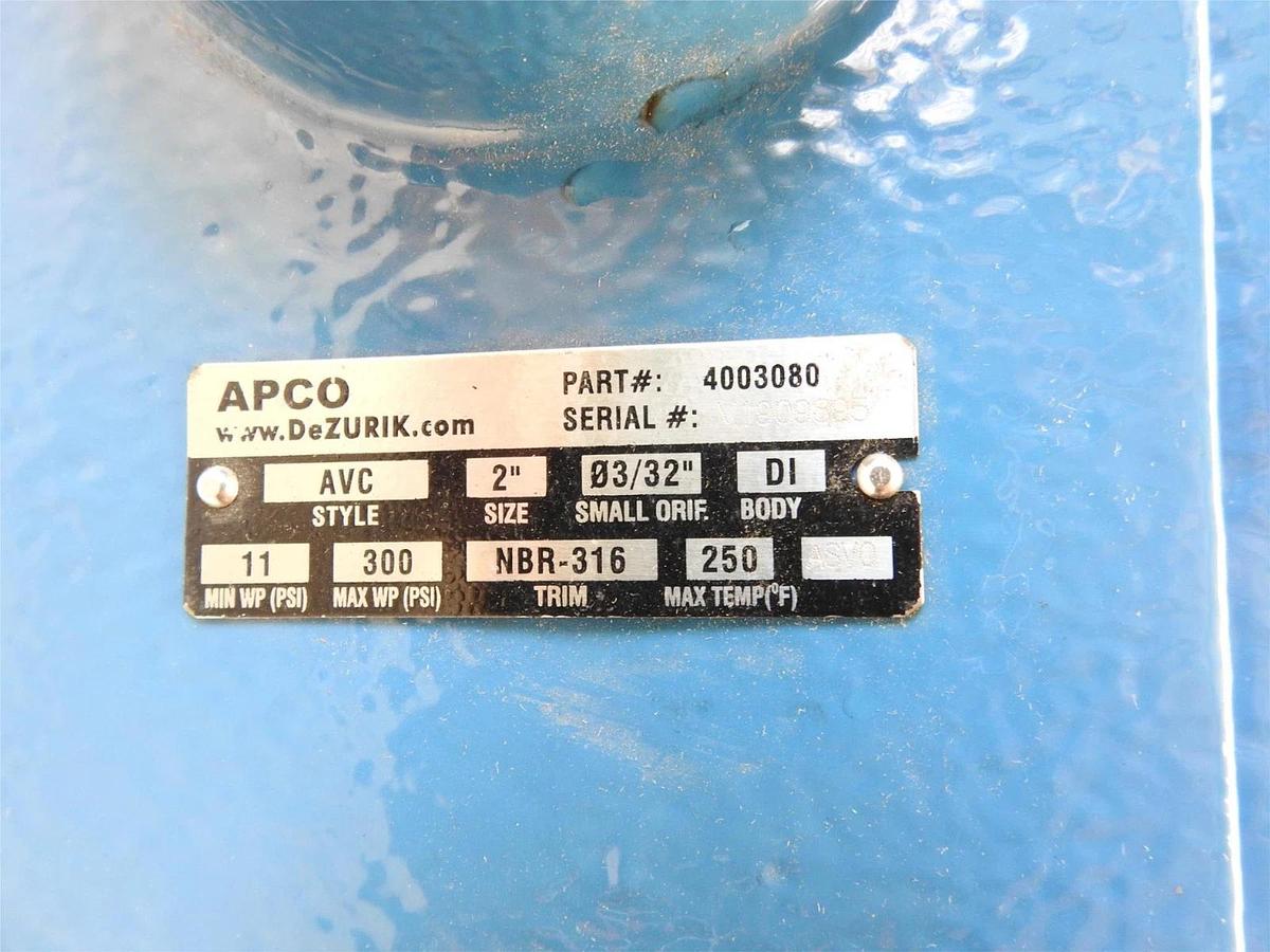 New Apco 4003080 2" Single Body Combination Air Valve NBR-316