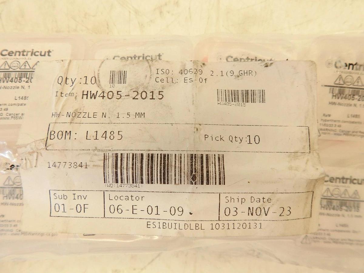 Lot Of 10 Centricut HW405-2015, HW-Nozzle N, 1.5mm