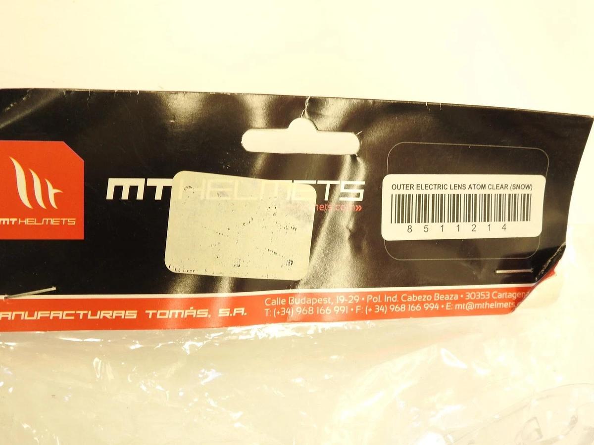 Mt Helmets Outer Electric Lens Atom Clear (Snow) # 8511214 New