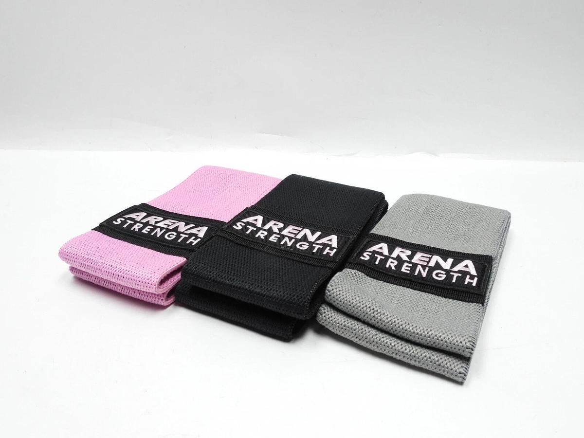Arena Strength Fabric Booty Bands:3 Pack Set-Workout Program,Carry Case Included