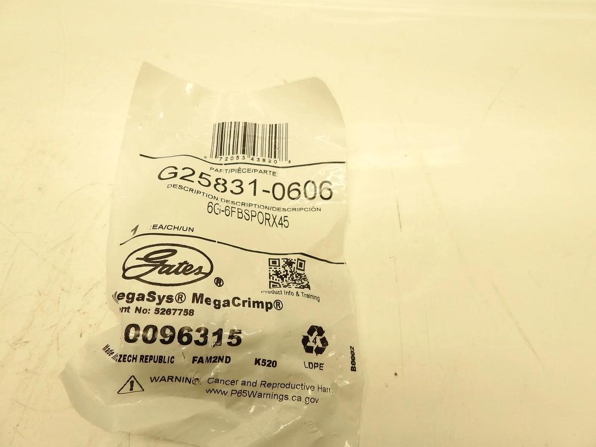 Gates 6G-6FBSPORX45 - G25831-0606 Hydraulic Hose Fitting