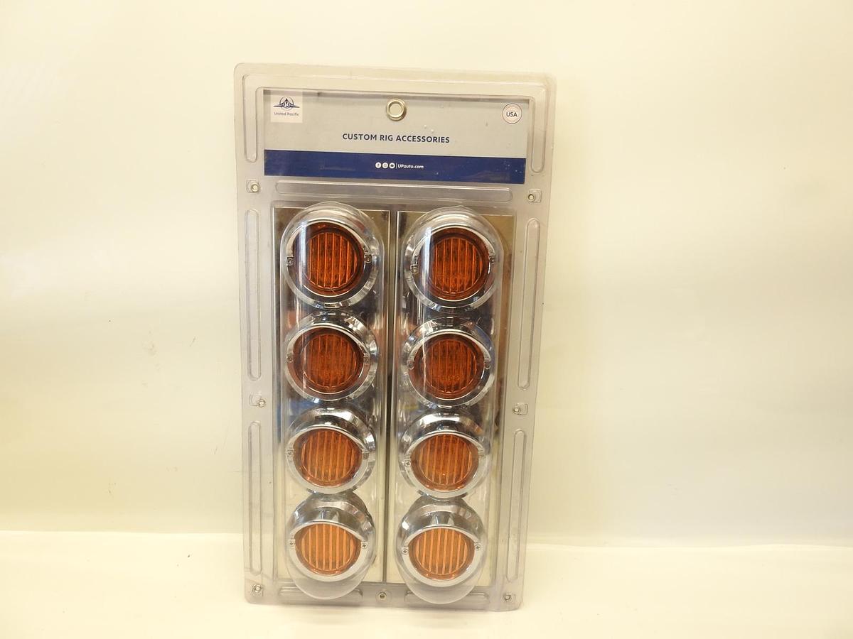 United Pacific 33616 PB SS Front Air Cleaner Bracket w/8X 9 LED 2" Lights & Viso