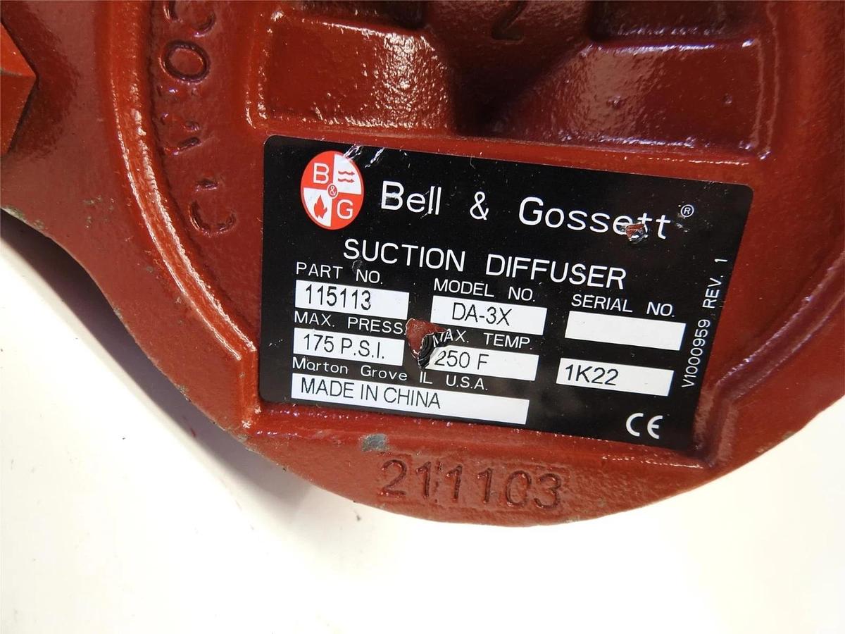 New Bell & Gossett Suction Diffuser 115113 DA-3X Threaded 3" NPT x 1-1/2" NPT