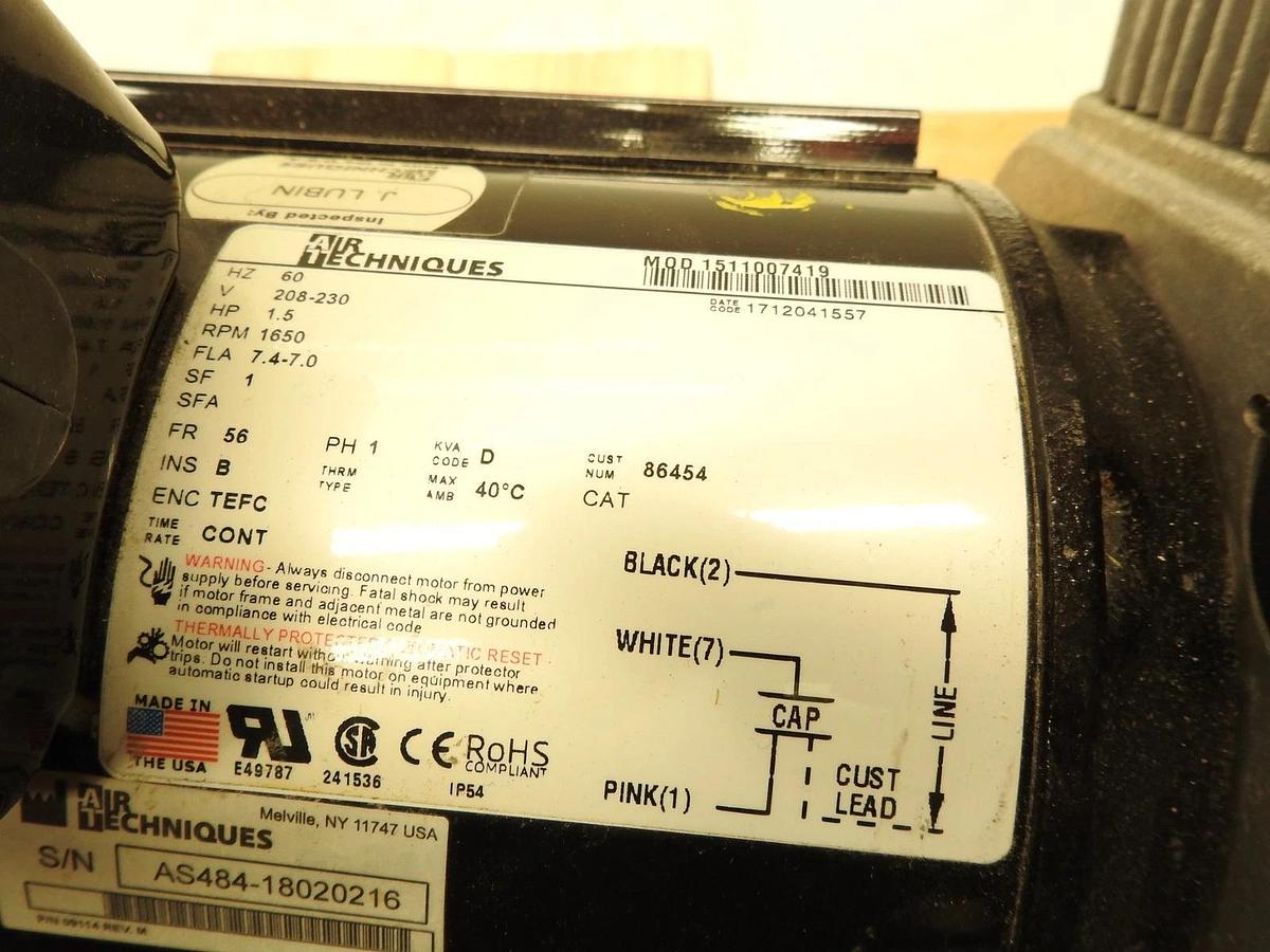 Air Techniques 1511007419 AIRSTAR DENTAL COMPRESSOR HEAD ASSEMBLY Motor 1.5 HP