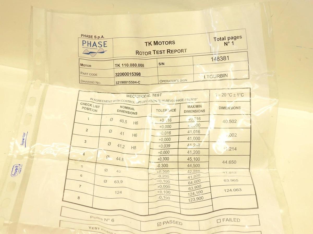 New Genuine Phase Torque Motors Rotor 32060015398 TK 110.080.008