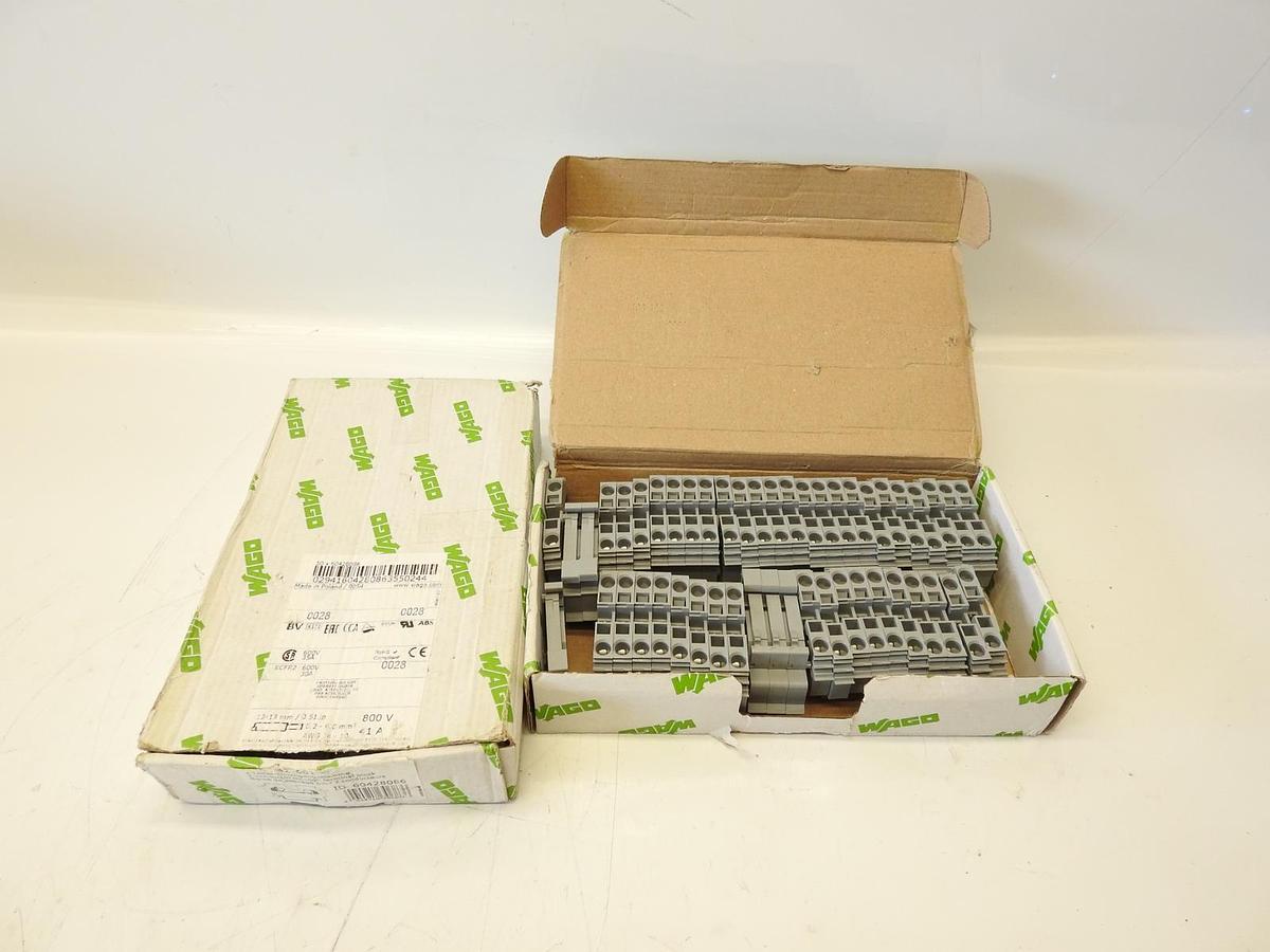 Lot of 100 Wago 284 IEC 60947-7-1 Terminal Blocks DIN Rail Mount, AWG 24-8