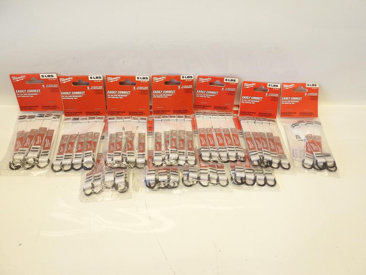 Lot Of 11 Packs Of 5 Milwaukee Tool 48-22-8871 5 Pc. 5 Lb. D-Ring Web Attachment