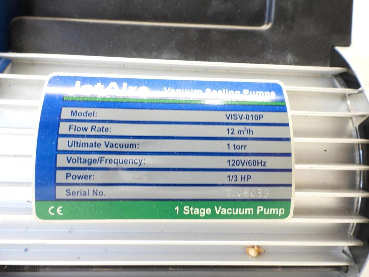 New JetAire VISV-010P 1 Stage Vacuum Sealing Pump 1 torr  120V/60Hz  1/3 HP