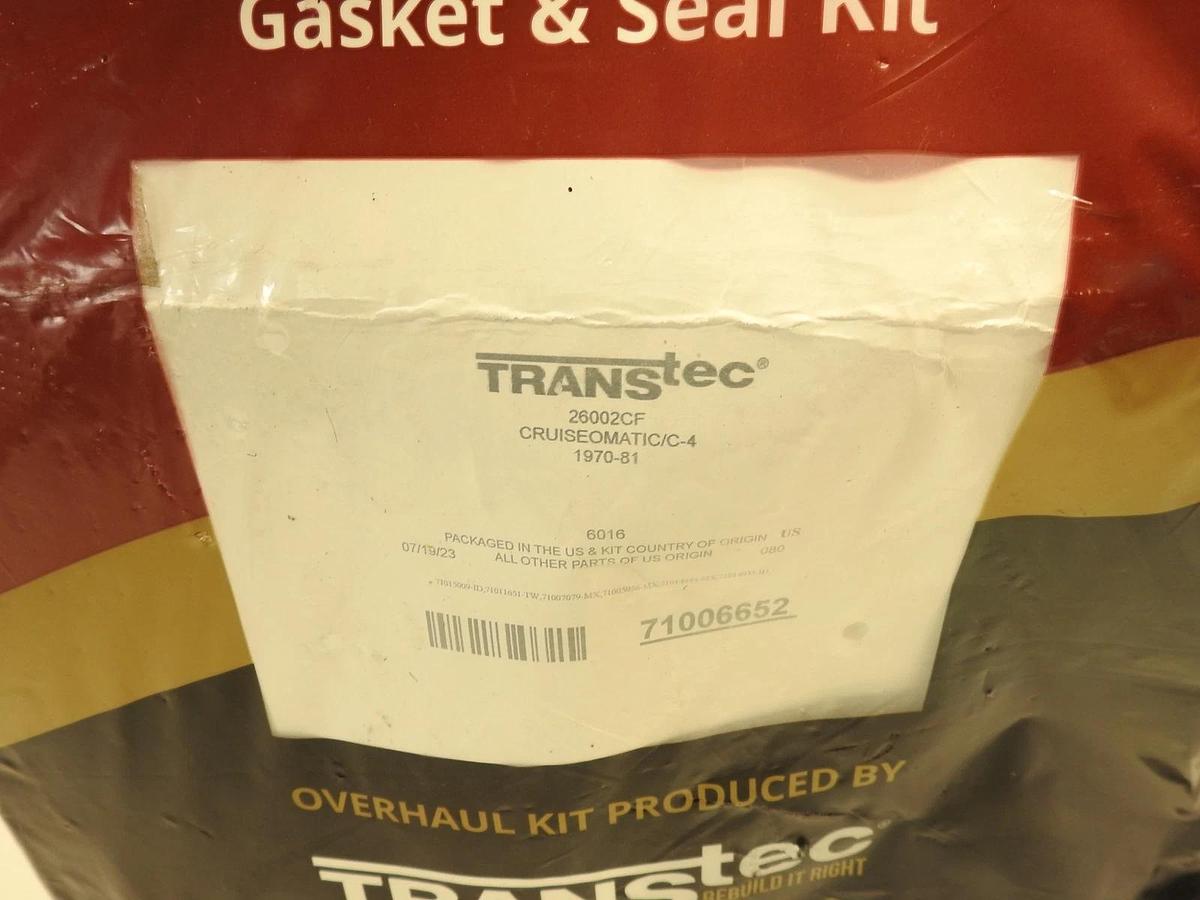 Transtec 26002CF OVERHAUL KIT WITH DURAPRENE PAN GASKET C4 70-81