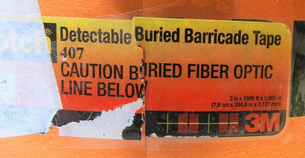 Scotch Detectable Buried Barricade Tape CAUTION FIBER OPTIC LINE BELOW 3" x1000"