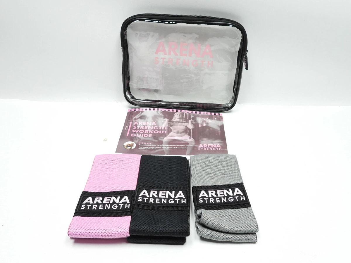 Arena Strength Fabric Booty Bands:3 Pack Set-Workout Program,Carry Case Included