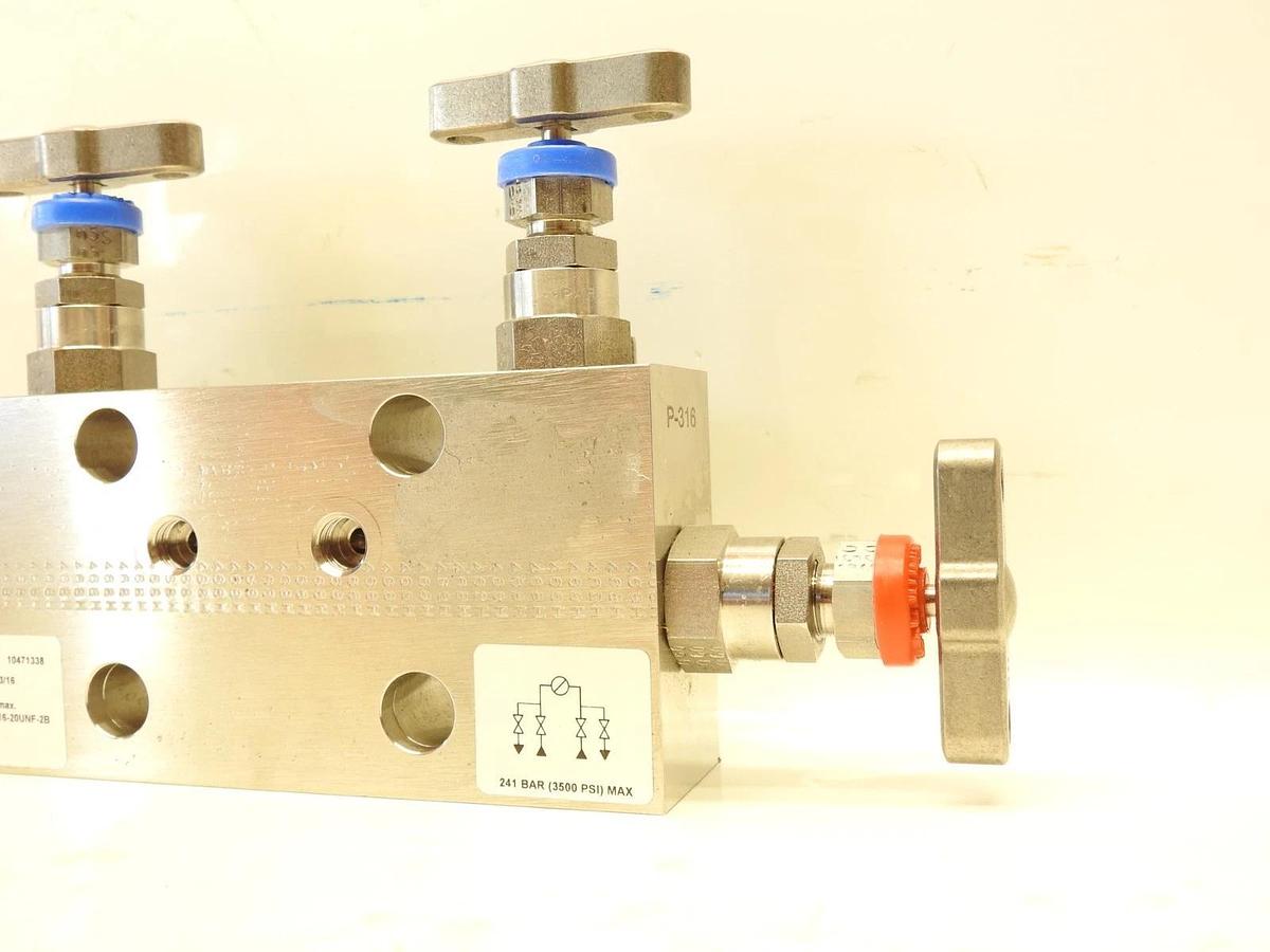 New Oem Parker Hannifin H Series 4 Valve Manifold HDS4CPBARB3/16 316SS-PTFE