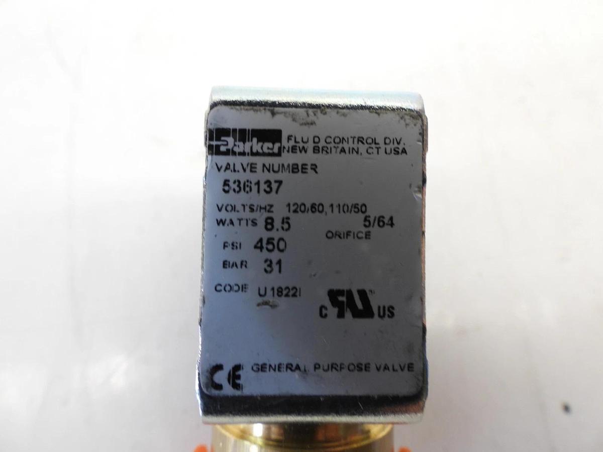 New Oem Parker 536137 Solenoid Valves, 120 Volts, 8.5 Watts