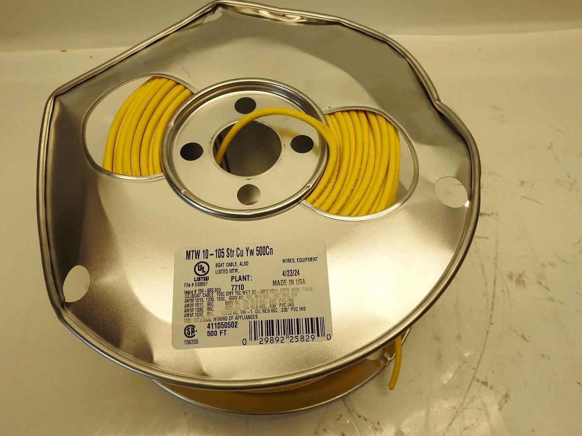 Southwire 10 AWG, 105 Strand, Yellow Machine Tool Wire PVC, Acid, Moisture and O