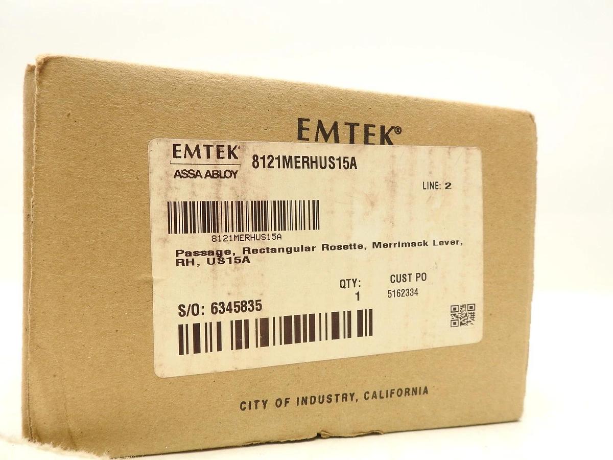 Emtek 8121MERHUS15A Passage, Rectangular Rosette, Merrimack Lever, Rh, Us15a