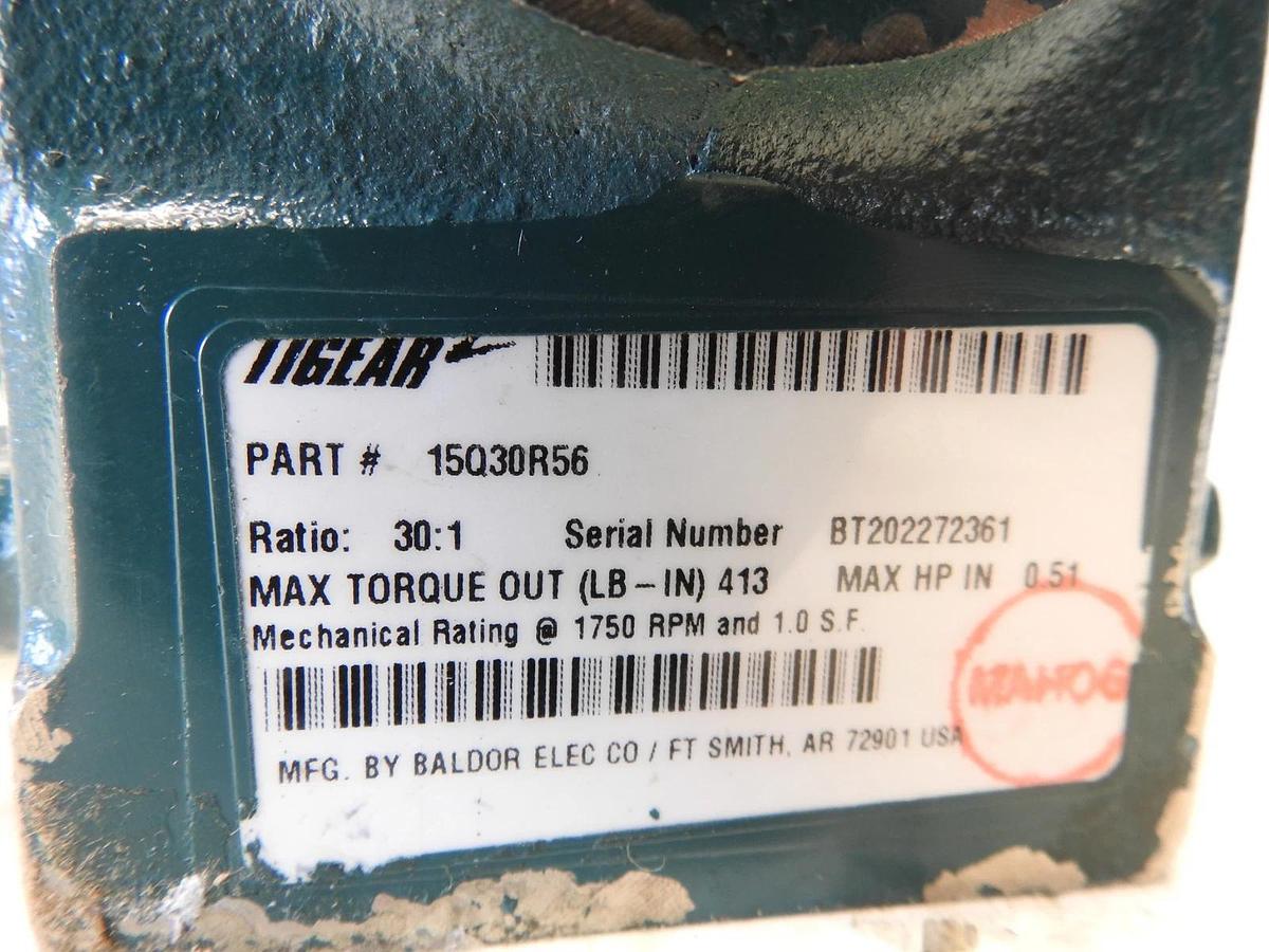 Dodge Tigear-2 Gearbox Reducer Size 15 Quill 30:1 Ratio 1750 RPM 15Q30R56
