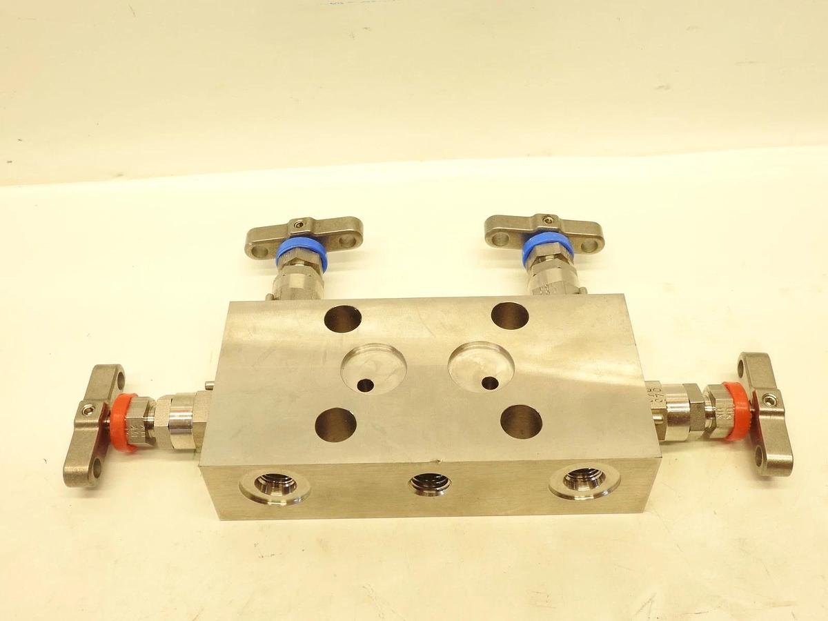 New Oem Parker Hannifin H Series 4 Valve Manifold HDS4CPBARB3/16 316SS-PTFE