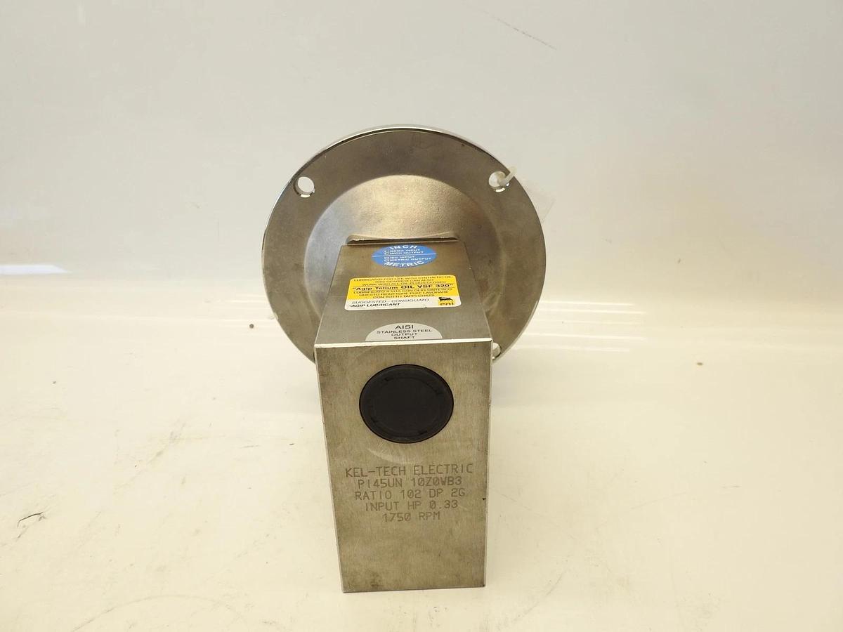Kel-Tech Stainless Steel Gear Motor PI45UN Ratio 102 DP 2G Input .33HP 1750 RPM