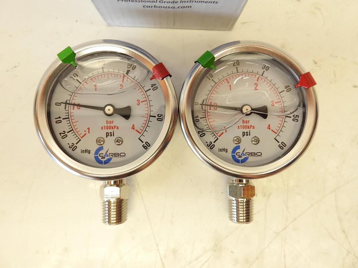 Lot Of 2 CARBO INSTRUMENTS L25-SSL-V60 2.5" 1/4" NTP LM