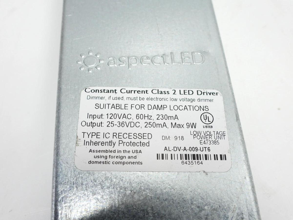 New Aspect LED Constant Current Class 2 Led Driver 120Vac 60Hz 230mA 6435164