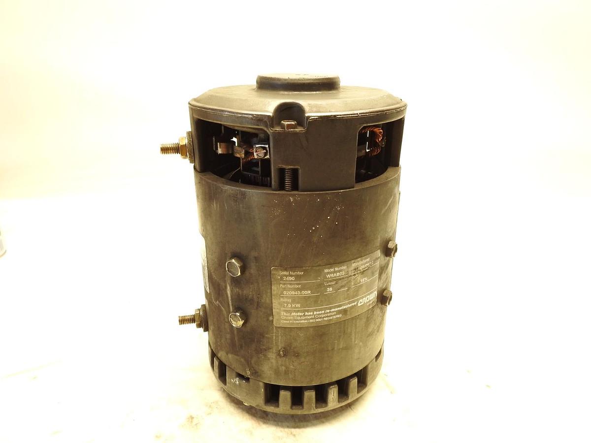Used AS IS Crown Forklift 36V DC Lift Motor P/N 020943-00R, Model W6AB09, Good Used