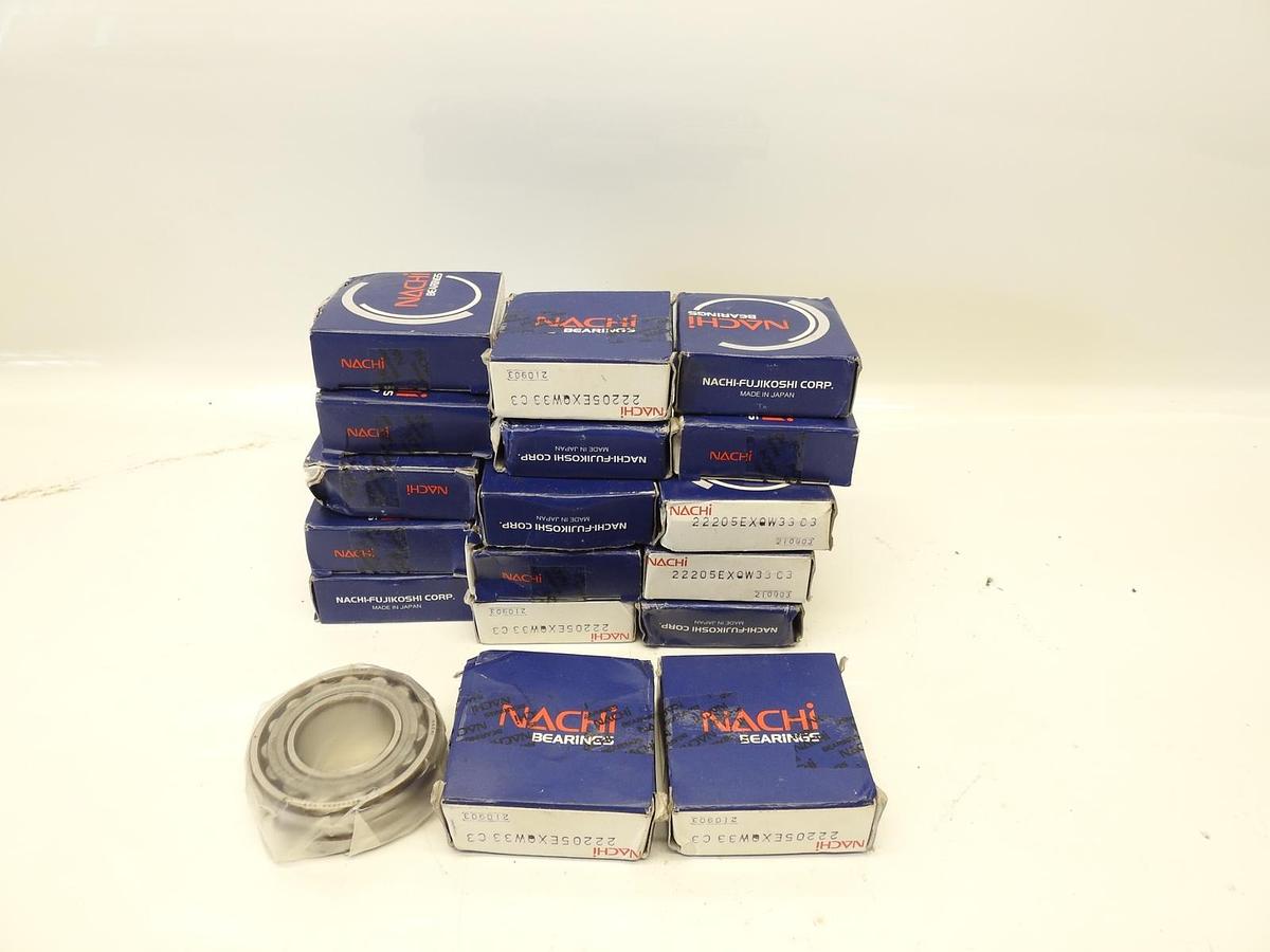 Lot Of 17 NACHI 22205 EXQW33C3 Spherical Roller Bearing