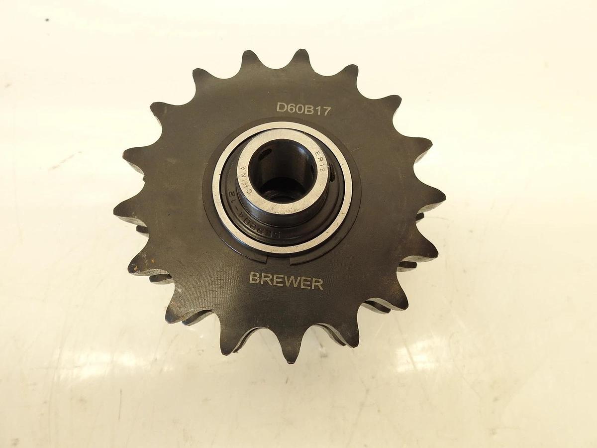 BREWER D60B17F DOUBLE-WIDTH IDLER SPROCKET #60-1 CHAIN PITCH 17 TEETH 1" BORE