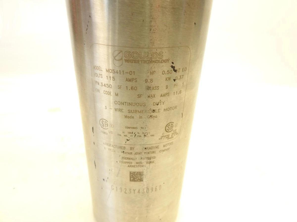 New Genuine Goulds 1/2HP 115V 4" Submersible Water Well Motor 3 Wire M05411