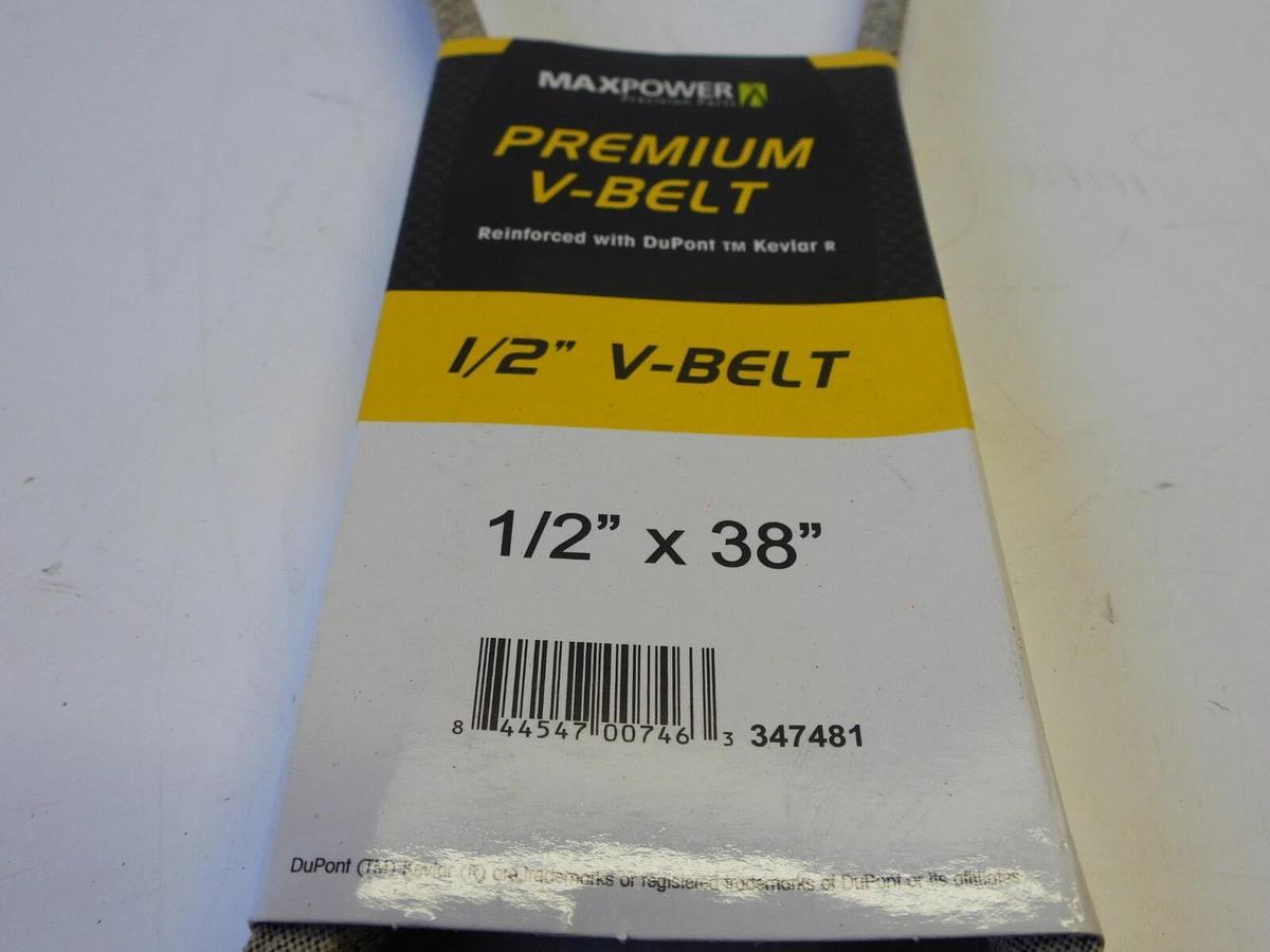 MaxPower 347481 Premium Belt Reinforced with Kevlar Fiber Cords, 1/2" x 38"