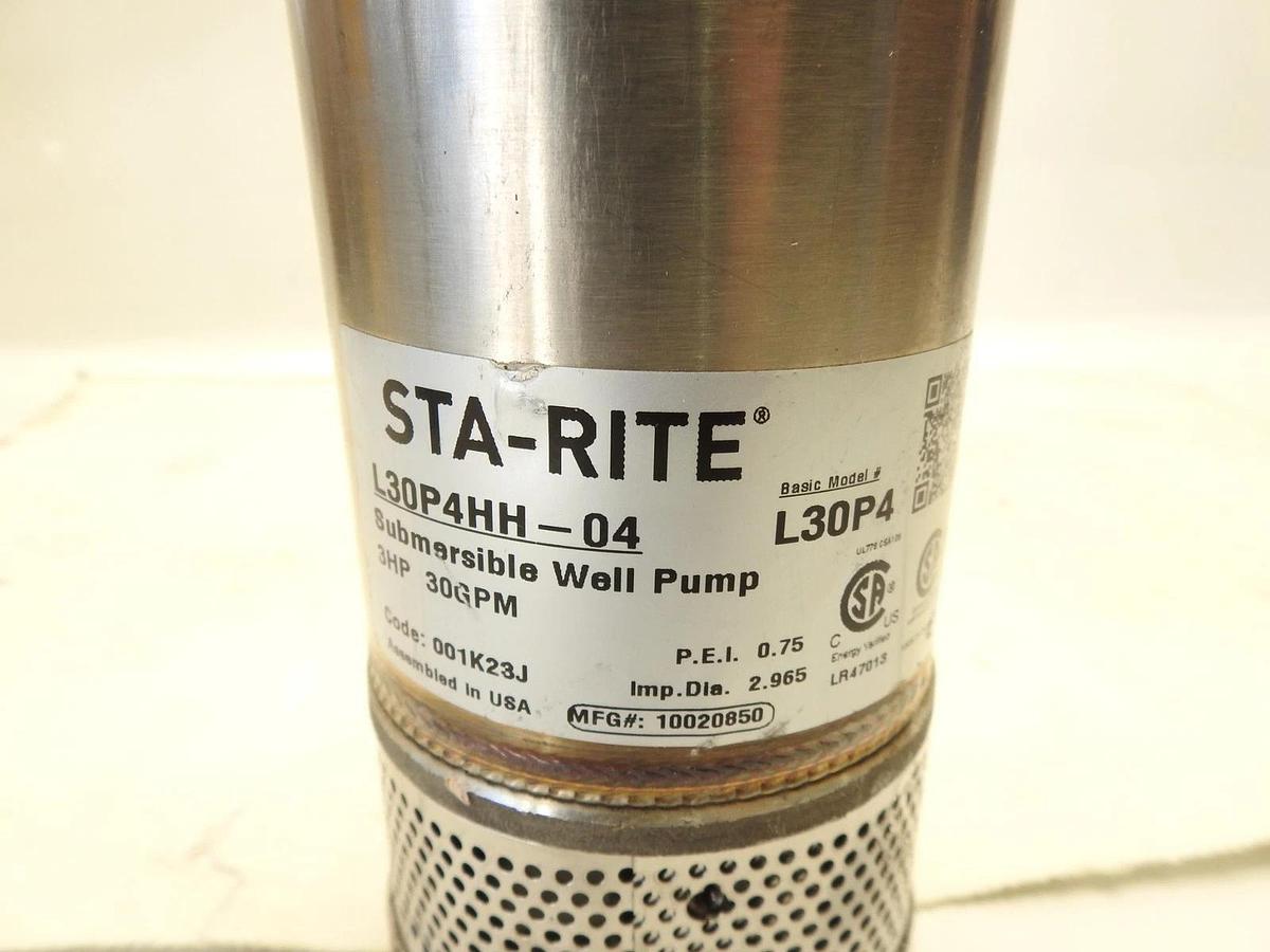 New Oem Pentair STA-RITE L30P4HH-04 4" Submersible Well Pump End, HS Series, 3 H