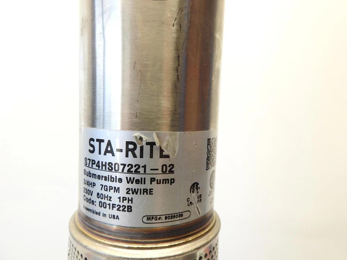 Pentair Sta-Rite S7P4HS07221-02, 4" Submersible Well Pump & Motor 3/4 HP, 230 V