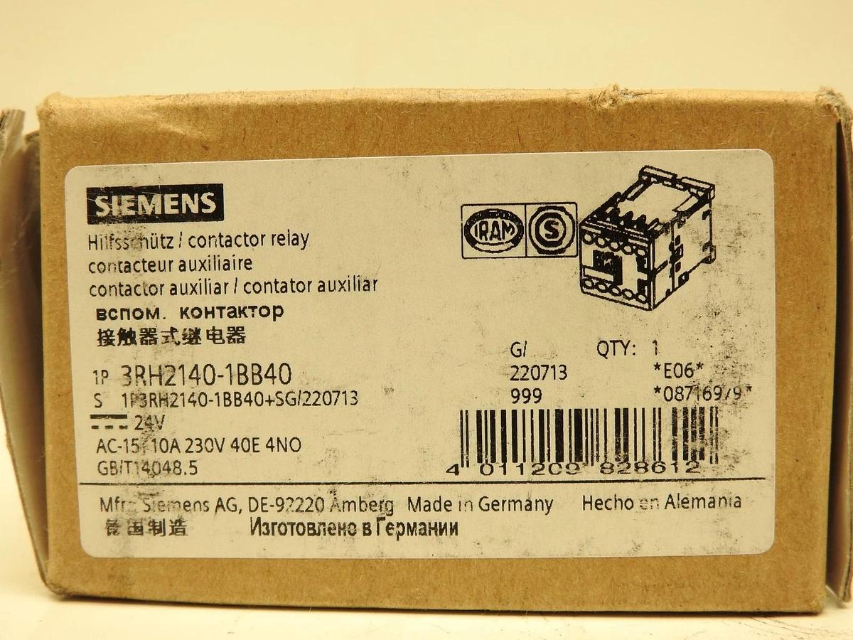Siemens IEC Control Relay 4NO 24VDC 10A 3RH2140-1BB40 #K-746