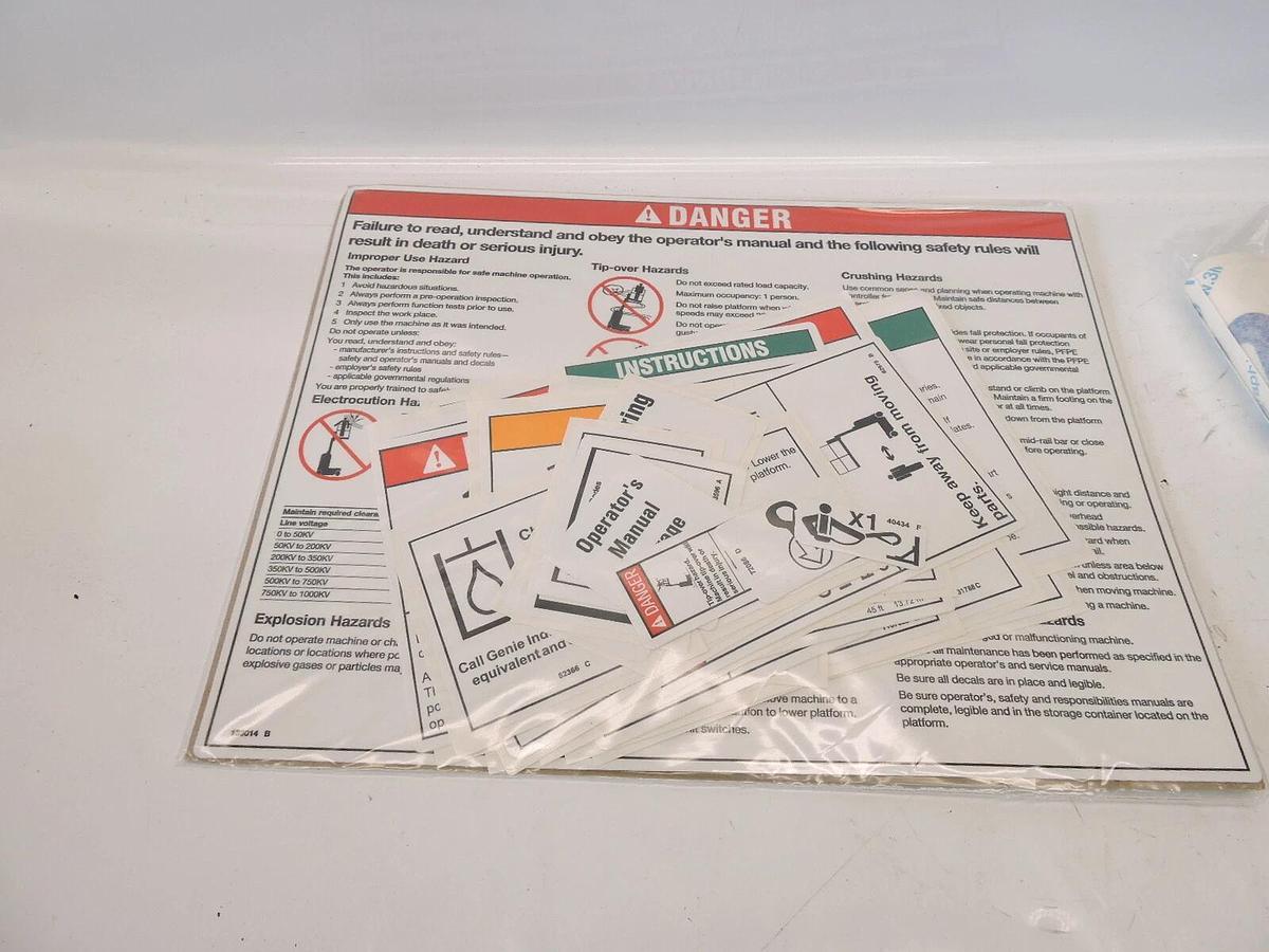 New Oem Genie 220001GT 220001 - DECAL KIT,SAFETY/INSTR.WORDS