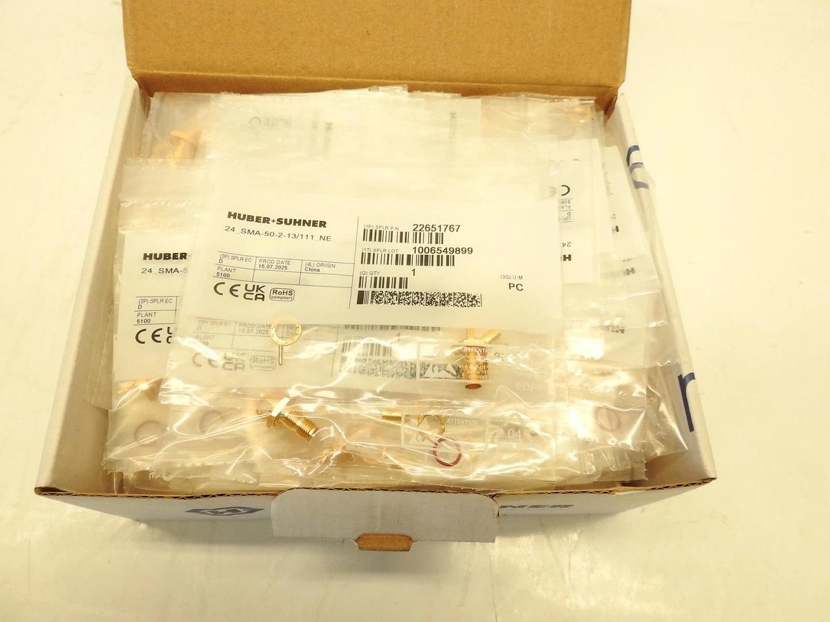 Lot Of 100 Huber+Suhner 24_SMA-5-2-13/111_NE COAXIAL CONNECTOR, SMA, 50 Ohm Fema