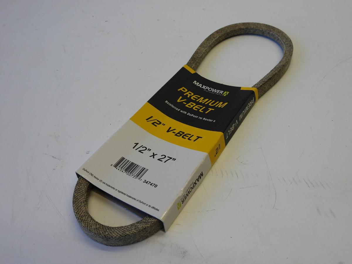 MaxPower 347470 Premium Belt Reinforced with Kevlar Fiber Cords, 1/2" x 27"