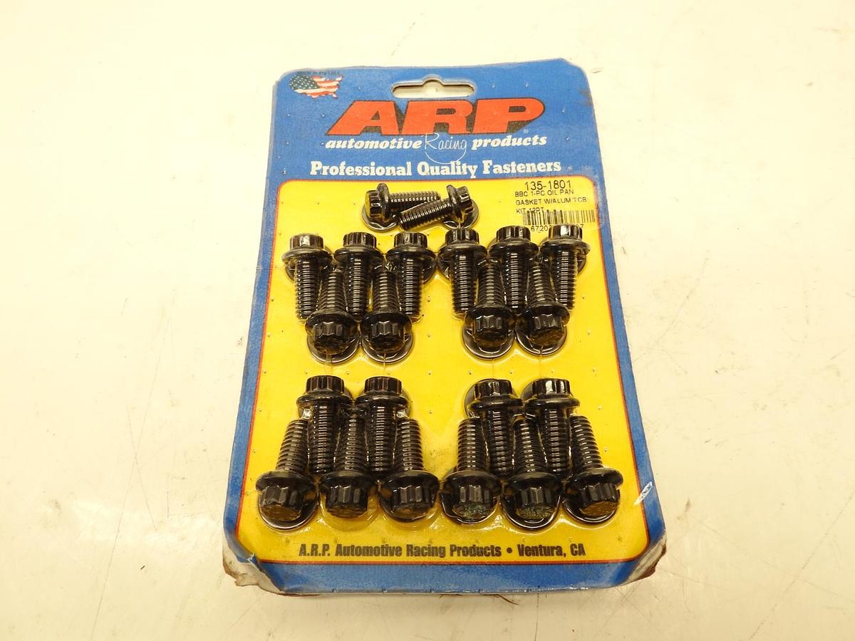 Arp 135-1801 bbc Chevy 1-pc oil pan gasket w/ alum timing cover 12pt bolt kit