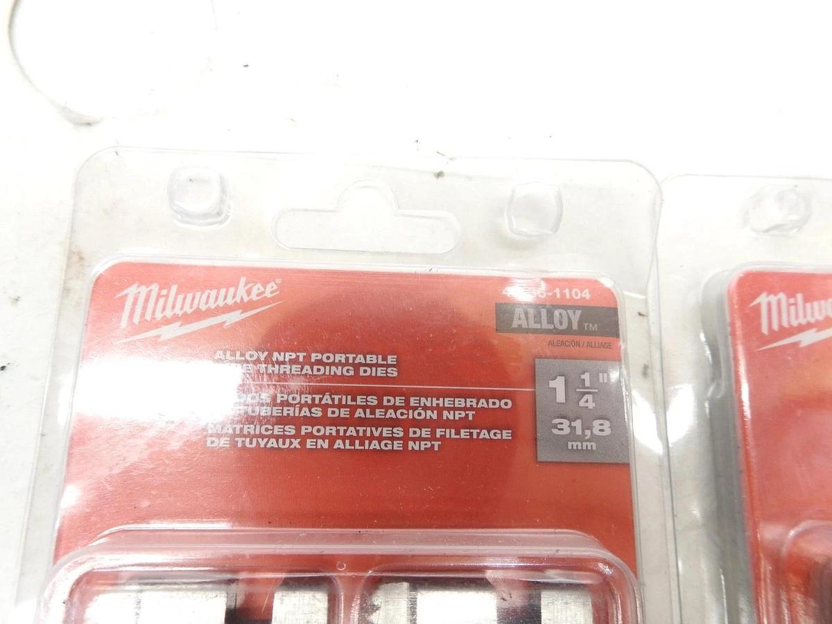 Lot Of 2 Milwaukee 48-36-1104 Alloy NPT Portable Pipe Threading Dies 1-1/4" 1.25